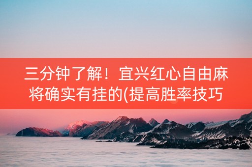 三分钟了解！宜兴红心自由麻将确实有挂的(提高胜率技巧)