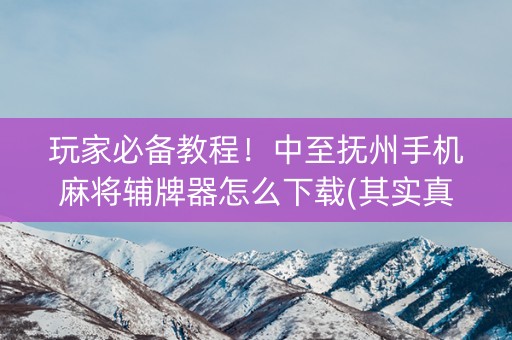 玩家必备教程！中至抚州手机麻将辅牌器怎么下载(其实真的有挂)