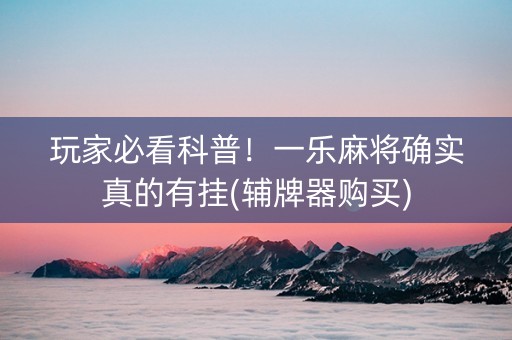 玩家必看科普！一乐麻将确实真的有挂(辅牌器购买)