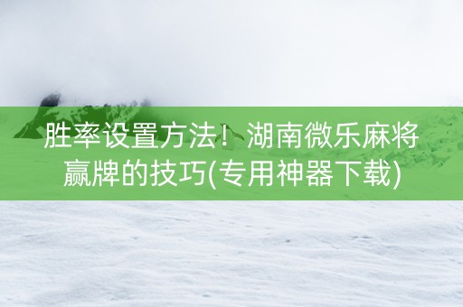 胜率设置方法！湖南微乐麻将赢牌的技巧(专用神器下载)