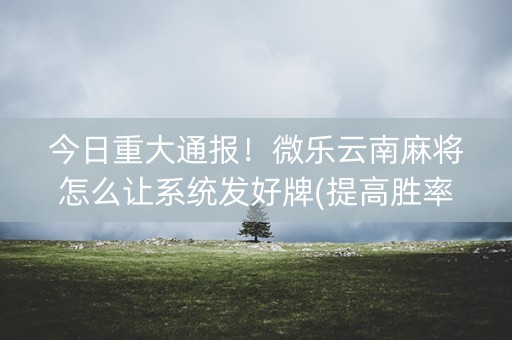 今日重大通报！微乐云南麻将怎么让系统发好牌(提高胜率的方法)