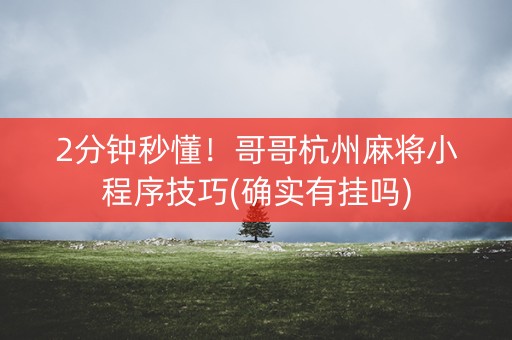 2分钟秒懂！哥哥杭州麻将小程序技巧(确实有挂吗)