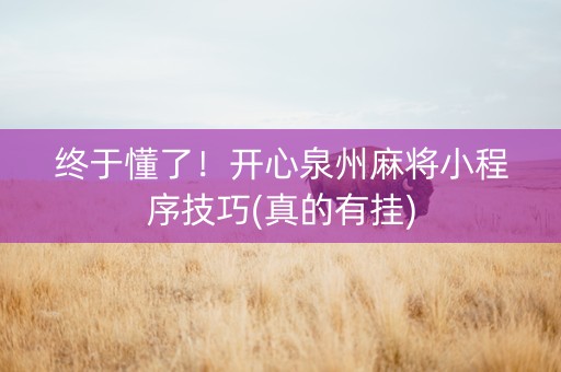 终于懂了！开心泉州麻将小程序技巧(真的有挂)
