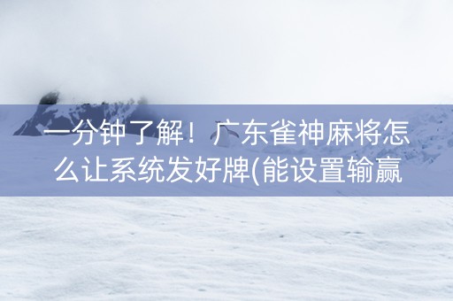 一分钟了解！广东雀神麻将怎么让系统发好牌(能设置输赢吗)