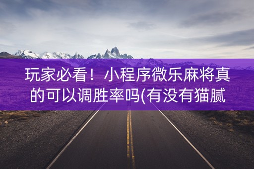玩家必看！小程序微乐麻将真的可以调胜率吗(有没有猫腻)