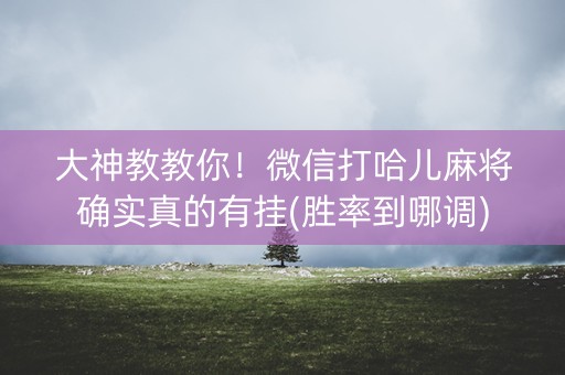 大神教教你！微信打哈儿麻将确实真的有挂(胜率到哪调)