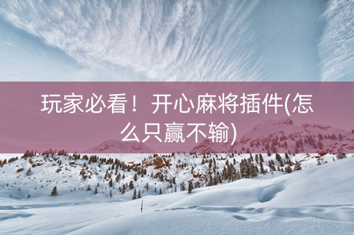 玩家必看！开心麻将插件(怎么只赢不输)