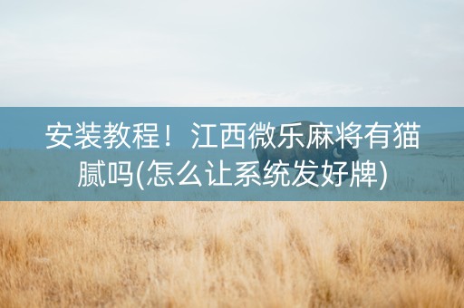 安装教程！江西微乐麻将有猫腻吗(怎么让系统发好牌)