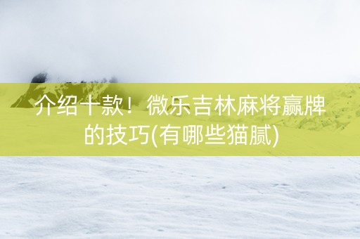 介绍十款！微乐吉林麻将赢牌的技巧(有哪些猫腻)