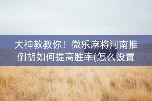 大神教教你！微乐麻将河南推倒胡如何提高胜率(怎么设置能有好牌)