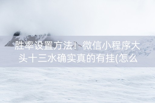 胜率设置方法！微信小程序大头十三水确实真的有挂(怎么玩赢几率大)
