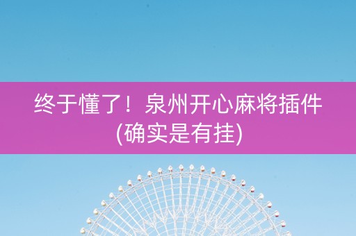 终于懂了！泉州开心麻将插件(确实是有挂)
