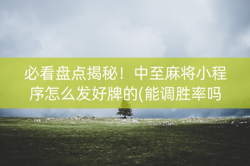 必看盘点揭秘！中至麻将小程序怎么发好牌的(能调胜率吗)