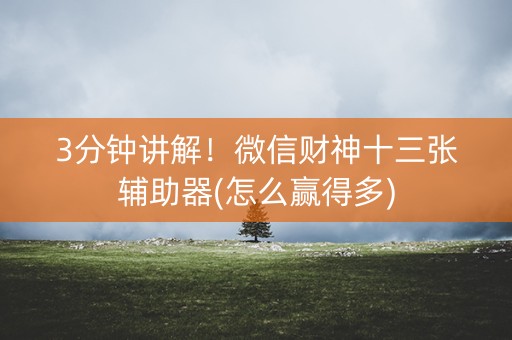 3分钟讲解！微信财神十三张辅助器(怎么赢得多)