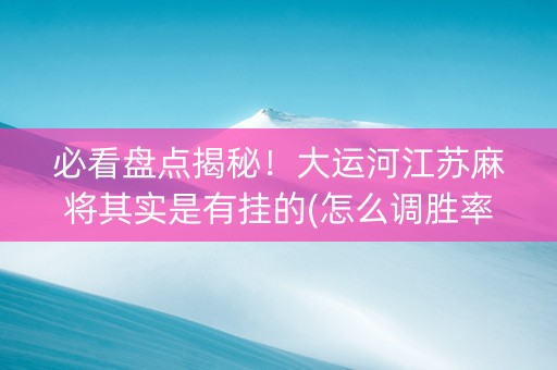 必看盘点揭秘！大运河江苏麻将其实是有挂的(怎么调胜率)