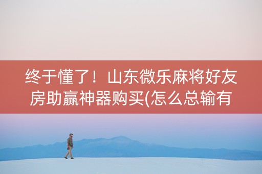 终于懂了！山东微乐麻将好友房助赢神器购买(怎么总输有什么猫腻)