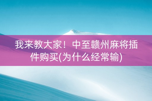我来教大家！中至赣州麻将插件购买(为什么经常输)