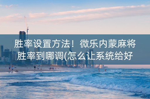 胜率设置方法！微乐内蒙麻将胜率到哪调(怎么让系统给好牌)