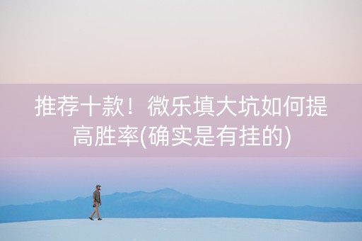 推荐十款！微乐填大坑如何提高胜率(确实是有挂的)