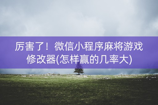 厉害了！微信小程序麻将游戏修改器(怎样赢的几率大)