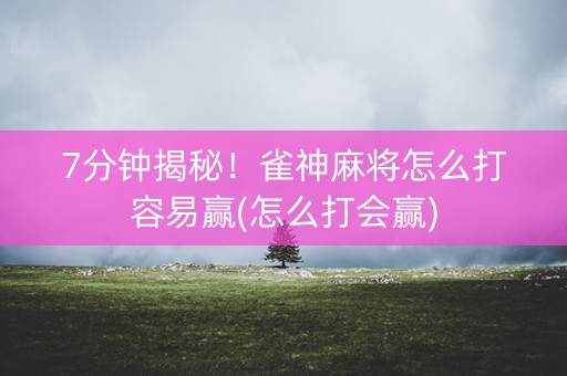 7分钟揭秘！雀神麻将怎么打容易赢(怎么打会赢)