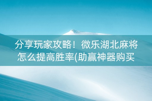 分享玩家攻略！微乐湖北麻将怎么提高胜率(助赢神器购买)