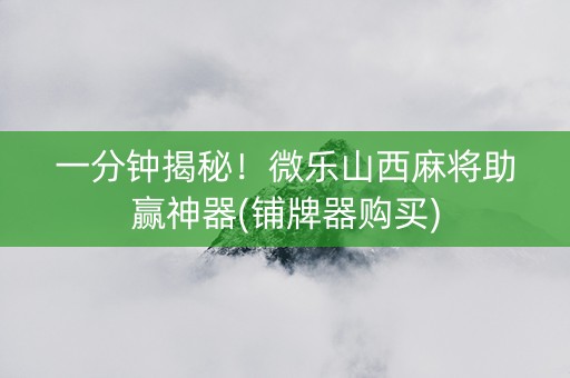 一分钟揭秘！微乐山西麻将助赢神器(铺牌器购买)