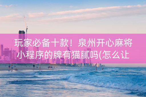 玩家必备十款！泉州开心麻将小程序的牌有猫腻吗(怎么让牌更好)