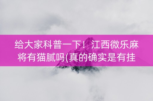 给大家科普一下！江西微乐麻将有猫腻吗(真的确实是有挂)