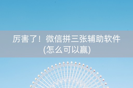 厉害了！微信拼三张辅助软件(怎么可以赢)
