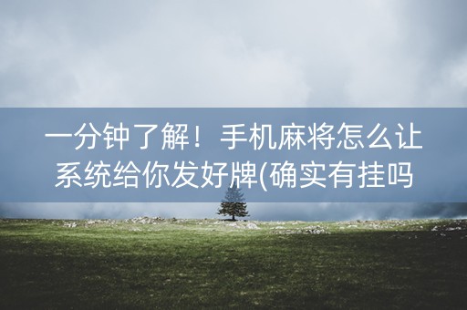 一分钟了解！手机麻将怎么让系统给你发好牌(确实有挂吗)