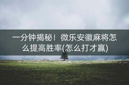一分钟揭秘！微乐安徽麻将怎么提高胜率(怎么打才赢)