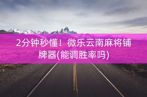 2分钟秒懂！微乐云南麻将铺牌器(能调胜率吗)