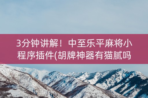 3分钟讲解！中至乐平麻将小程序插件(胡牌神器有猫腻吗)