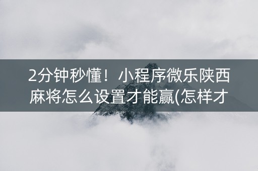 2分钟秒懂！小程序微乐陕西麻将怎么设置才能赢(怎样才能赢)