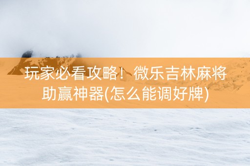 玩家必看攻略！微乐吉林麻将助赢神器(怎么能调好牌)