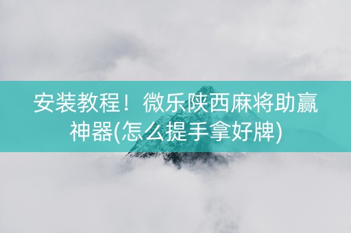 安装教程！微乐陕西麻将助赢神器(怎么提手拿好牌)
