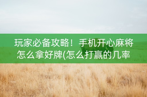 玩家必备攻略！手机开心麻将怎么拿好牌(怎么打赢的几率大)