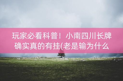 玩家必看科普！小南四川长牌确实真的有挂(老是输为什么)