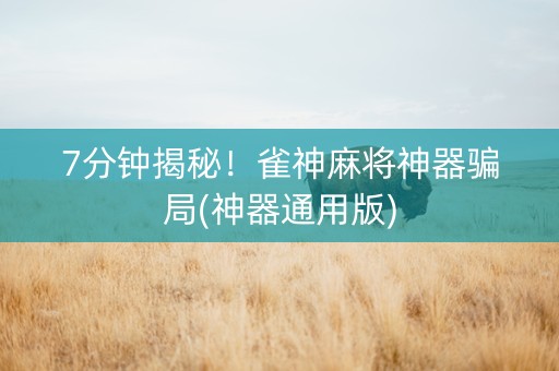 7分钟揭秘！雀神麻将神器骗局(神器通用版)