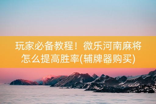 玩家必备教程！微乐河南麻将怎么提高胜率(辅牌器购买)