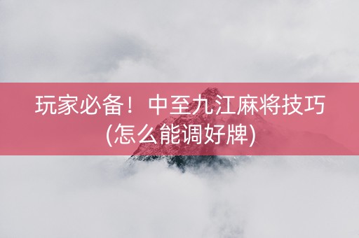 玩家必备！中至九江麻将技巧(怎么能调好牌)