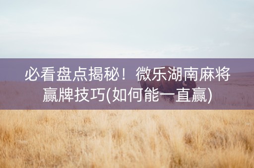 必看盘点揭秘！微乐湖南麻将赢牌技巧(如何能一直赢)