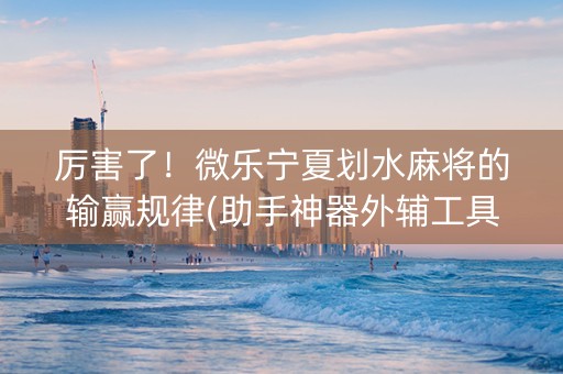 厉害了！微乐宁夏划水麻将的输赢规律(助手神器外辅工具)