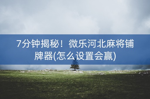 7分钟揭秘！微乐河北麻将铺牌器(怎么设置会赢)