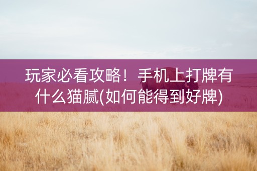 玩家必看攻略！手机上打牌有什么猫腻(如何能得到好牌)