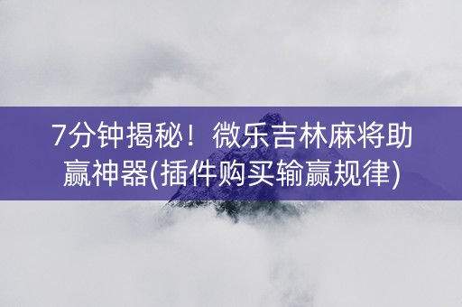 7分钟揭秘！微乐吉林麻将助赢神器(插件购买输赢规律)