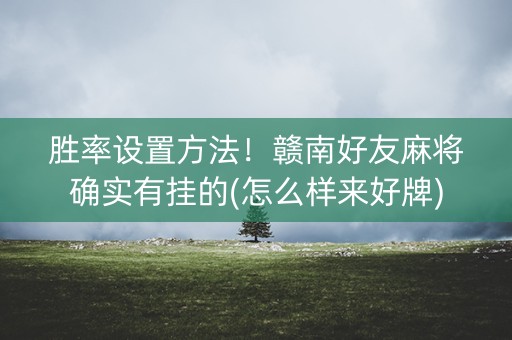 胜率设置方法！赣南好友麻将确实有挂的(怎么样来好牌)