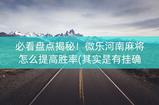 必看盘点揭秘！微乐河南麻将怎么提高胜率(其实是有挂确实有挂)