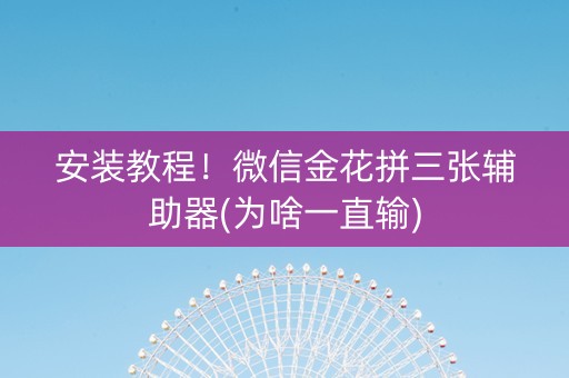 安装教程！微信金花拼三张辅助器(为啥一直输)